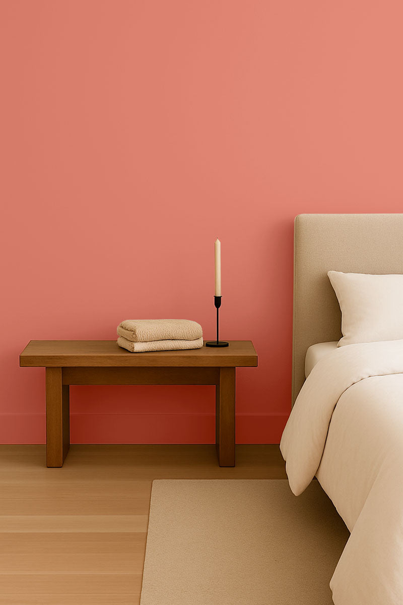 Visuel d'ambiance 1 échantillon repositionnable Coral brick - teinte terracotta corail