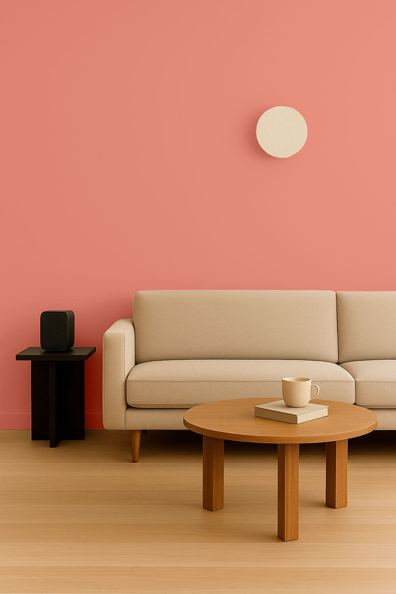 Visuel d'ambiance 2 échantillon repositionnable Coral brick - teinte terracotta corail