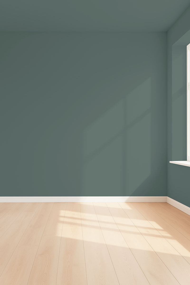 Visualisation 3D de la peinture Komorebi avec ombres - teinte vert de gris fonce