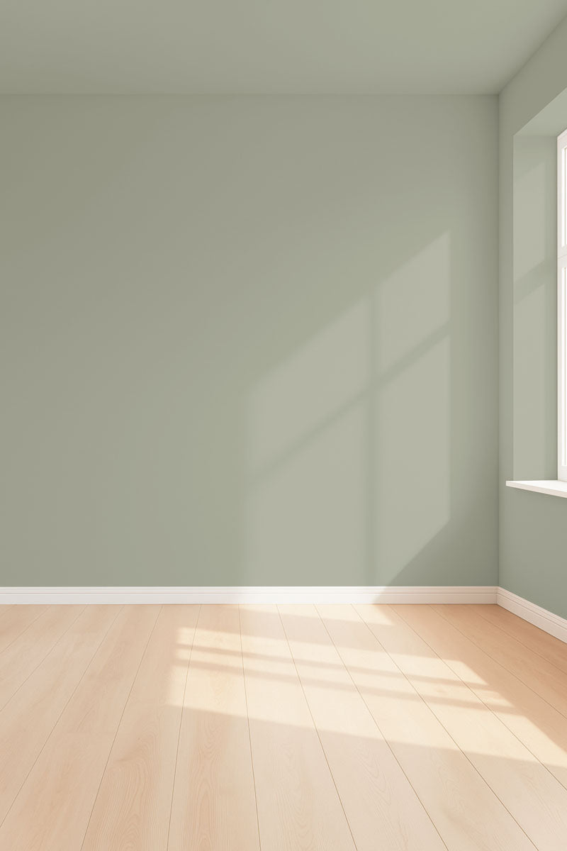 Visualisation 3D de la peinture Verde suave avec ombres - teinte vert sauge